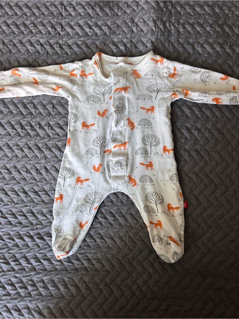 Magnetic Me White Footed One-Piece with Orange Fox Print